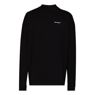 T-shirt Off-White pour homme FW21 à col rond, manches longues, coupe ample, noir, avec logo et flèche
