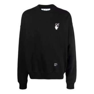 T-shirt Off-White pour homme FW21 Logo Caravaggio Arrow, col rond, manches longues, coupe ample, noir