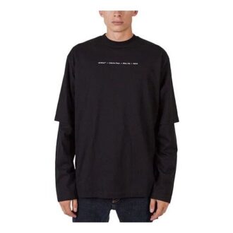 T-shirt Off-White pour homme FW21 à manches longues, coupe ample, imprimé flèche verte, noir