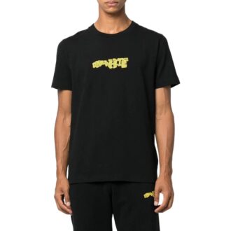 T-shirt Off-White pour homme FW22 à col rond et manches courtes, coupe ajustée, noir, avec logo flèche imprimé