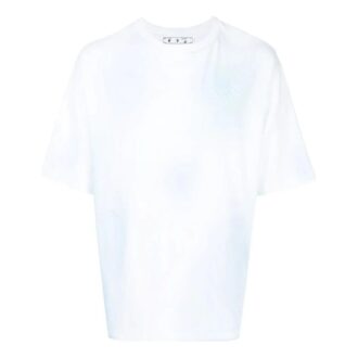 T-shirt Off-White pour homme FW22 à col rond et shorts, imprimé logo, bleu et blanc