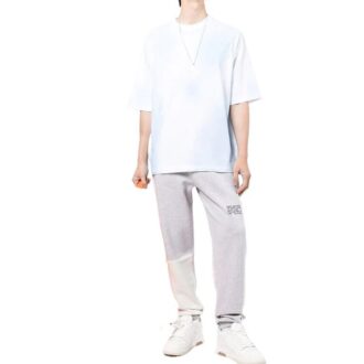 T-shirt Off-White pour homme FW22 à col rond et shorts, imprimé logo, bleu et blanc