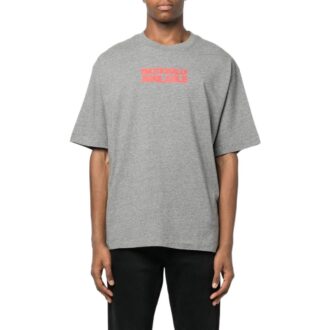 T-shirt Off-White pour homme FW22 à col rond et Shorts, version standard, gris, avec slogan imprimé