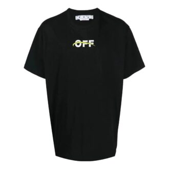 T-shirt Off-White pour homme FW22 à col rond, manches courtes et coupe ample, imprimé logo alphabétique, noir