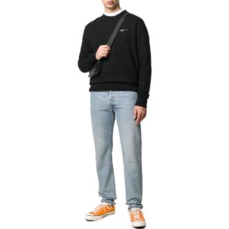 T-shirt Off-White pour homme FW22, couleur unie, logo, col rond, manches longues, noir