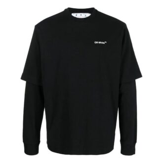 T-shirt Off-White pour homme FW22 à manches longues, coupe ample, imprimé peinture, noir