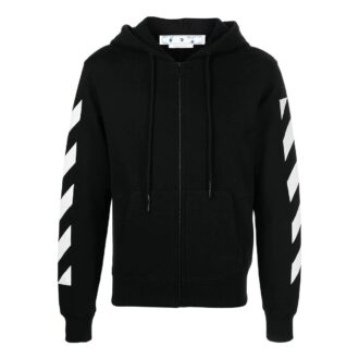 T-shirt Off-White pour homme FW22 à manches longues et capuche, version standard, noir, avec motif flèche dans le dos