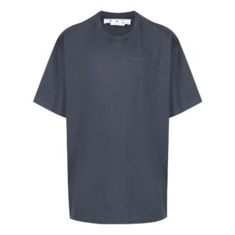 T-shirt Off-White pour homme à manches courtes et coupe ample, imprimé rayé, bleu marine
