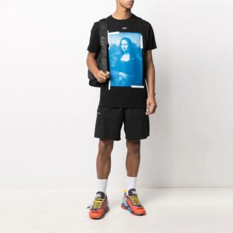 T-shirt Off-White pour homme à manches courtes « Mona Lisa Portrait » version standard, noir