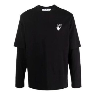 T-shirt Off-White pour homme à manches longues et coupe ample, motif flèche dégradé, noir