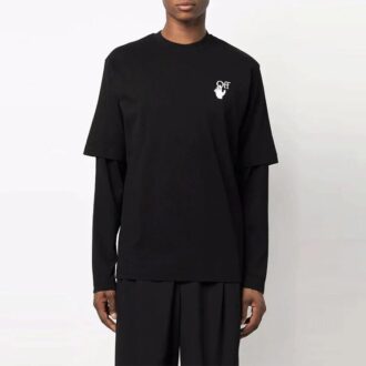 T-shirt Off-White pour homme à manches longues et coupe ample, motif flèche dégradé, noir
