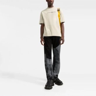 T-shirt Off-White pour homme SS21 à manches courtes et coupe ample, motif logo, couleur kaki clair