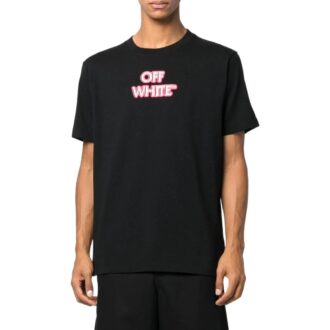 T-shirt Off-White pour homme SS22 à col rond et manches courtes, coupe ample, imprimé logo alphabétique, noir