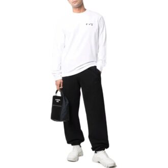 T-shirt Off-White pour homme SS22 à col rond et manches longues, version blanche
