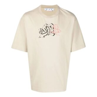 T-shirt Off-White pour homme SS22 à col rond et Shorts, imprimé logo, blanc