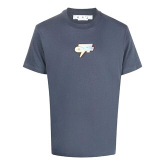 T-shirt Off-White pour homme SS22 à col rond et Shorts, version standard, gris, avec logo dégradé imprimé