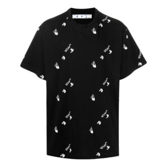 T-shirt Off-White pour homme SS22, couleur unie, col rond, imprimé logo, manches courtes, noir