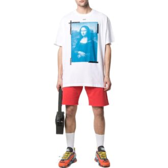 T-shirt Off-White pour homme SS22, couleur unie, col rond, Shorts, version blanche