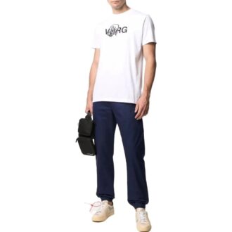 T-shirt Off-White pour homme SS22, couleur unie, imprimé alphabet, col rond, manches courtes, blanc