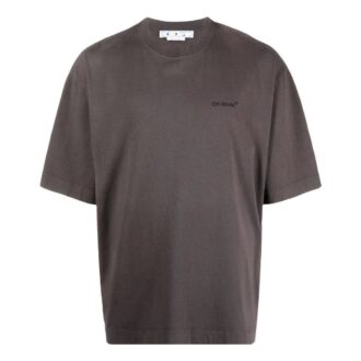 T-shirt Off-White pour homme SS22, dos avec logo classique imprimé, col rond, Shorts, version standard, marron