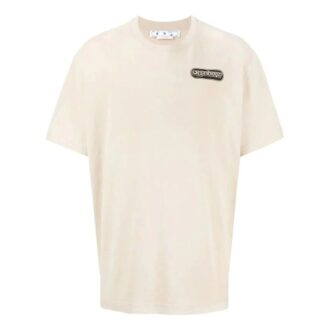 T-shirt Off-White pour homme SS22 à manches courtes, couleur marron clair, avec logo imprimé