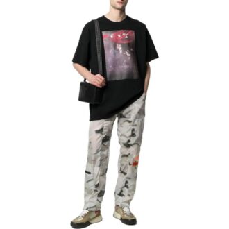 T-shirt Off-White pour homme SS22 à manches courtes, imprimé à motifs unis, noir