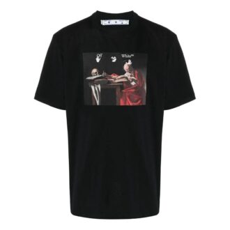T-shirt Off-White pour homme SS22 à motif, col rond et Shorts, noir