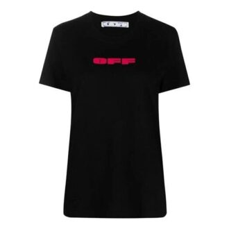T-shirt Off-White SS21 à col rond, manches courtes, coupe ajustée et imprimé logo, noir