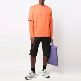 T-shirt orange ample à manches longues et col rond avec logo Off-White pour homme, collection automne-hiver 2021