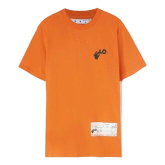 T-shirt orange à manches courtes et col rond Off-White Men&rsquo;s x Teenage Engineering Crossover SS22 avec impression de logo