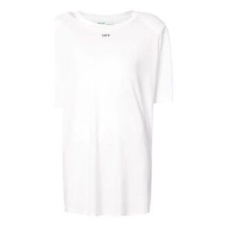 T-shirt oversize à col rond et fente arrière imprimé blanc cassé