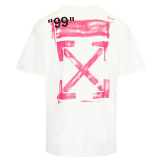 T-shirt oversize Diag Stencil « Blanc Fuchsia Rose »