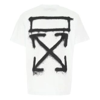 T-shirt oversize à manches courtes avec motif de flèches peintes à la bombe « Blanc Noir »