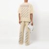 T-shirt à rayures à col rond et manches courtes beige Off-White pour homme