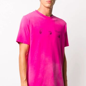 T-shirt rose pour homme avec logo appliqué délavé