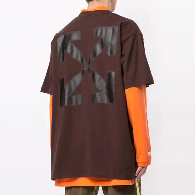 T-shirt à shorts imprimé Off-White pour homme, marron