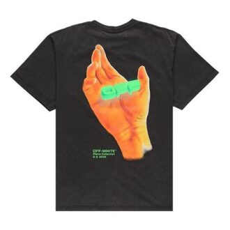 T-shirt slim à manches courtes avec logo main, noir