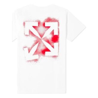 T-shirt slim à manches courtes et imprimé au pochoir « Blanc/Rouge »