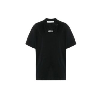 T-shirt slim noir pour homme C/O Virgil Abloh avec logo en lignes ondulées