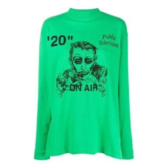 T-shirt unisexe à manches longues avec logo brodé, vert