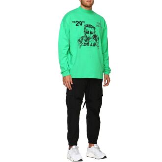 T-shirt unisexe à manches longues avec logo brodé, vert