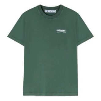 T-shirt vert à col rond et manches courtes Off-White x Eden Rock St. Barth Crossover, imprimé alphabétique unicolore