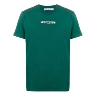 T-shirt vert imprimé du logo Off-White pour homme