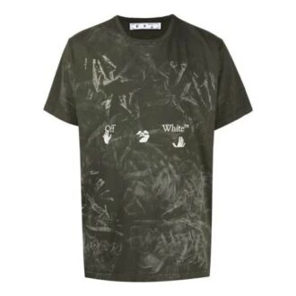 T-shirt vert à manches courtes et logo Off-White pour homme SS21