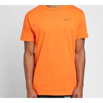 T-shirts à col rond imprimés de logo pour homme, orange