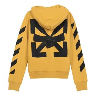 Version à capuche et cordon de serrage avec imprimé rayé, jaune