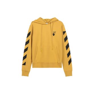 Version à capuche et cordon de serrage avec imprimé rayé, jaune