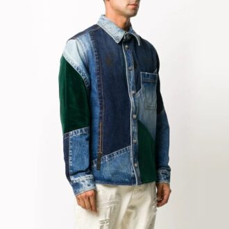 Veste en Denim patchwork FW20 pour homme, bleue
