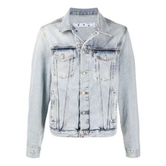 Veste en jean délavée avec logo pour homme, bleu clair