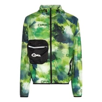 Veste à imprimé camouflage avec fermeture éclair, version verte